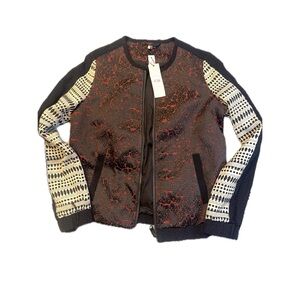 Topshop Black and Red Patterned‎ Bomber Jacket size 6 NWT